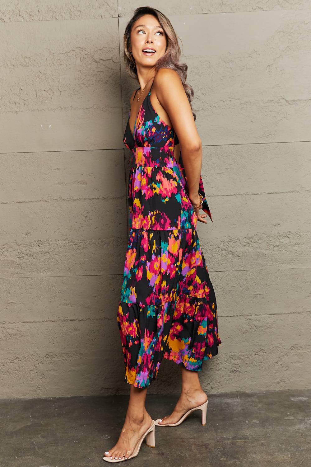 Cutout Spaghetti Strap Tiered Dress BLUE ZONE PLANET