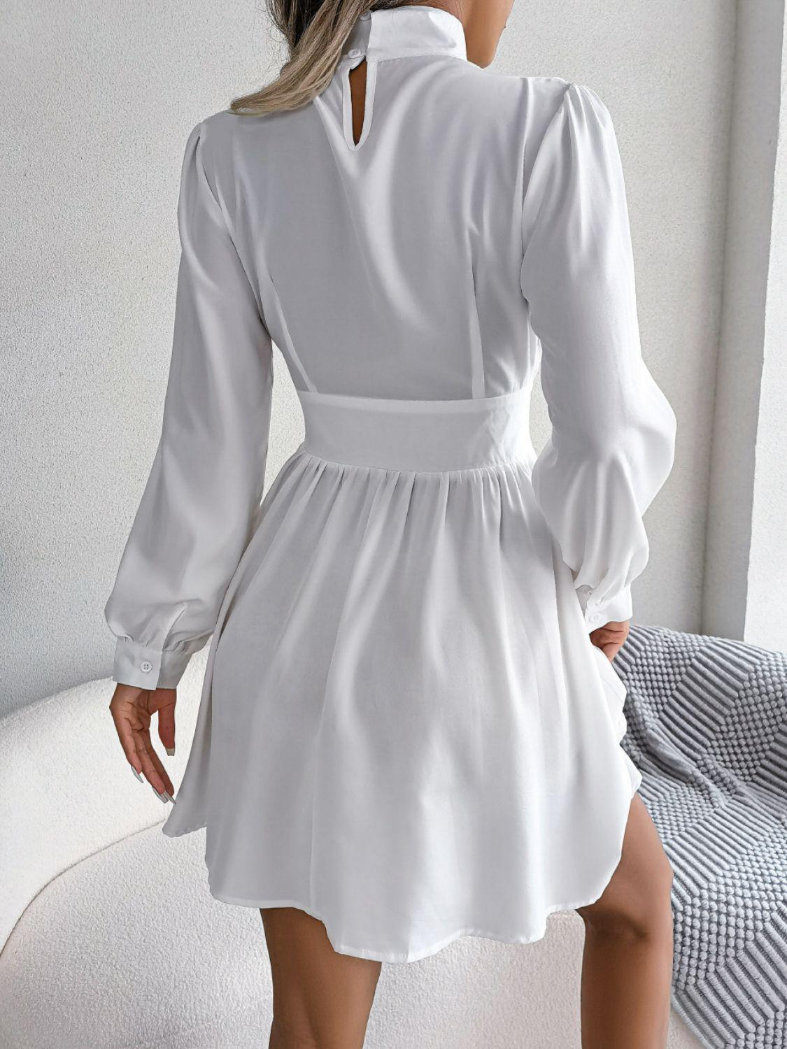 Cutout Turtleneck A-Line Mini Dress BLUE ZONE PLANET