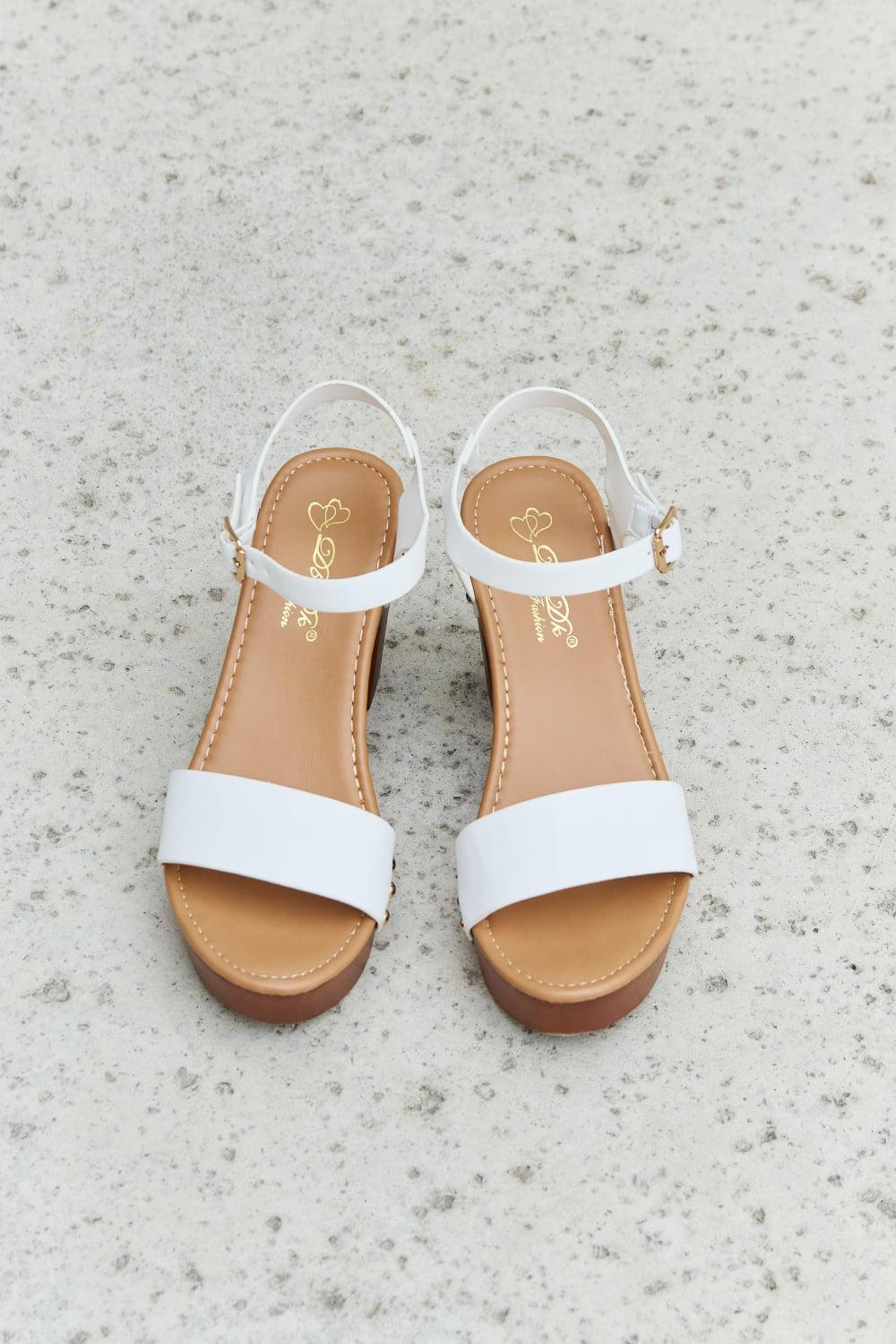 DDK Time After Time Wooden Platform Strap Heels BLUE ZONE PLANET