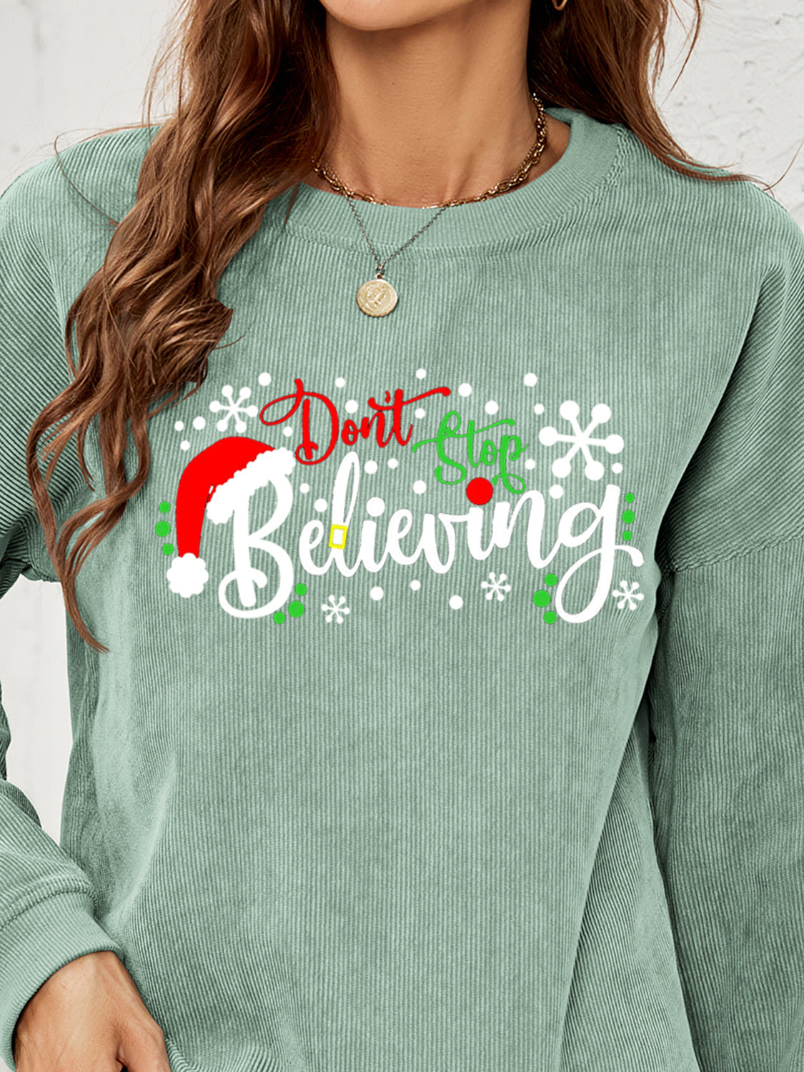 DON'T STOP BELIEVING Graphic Sweatshirt BLUE ZONE PLANET