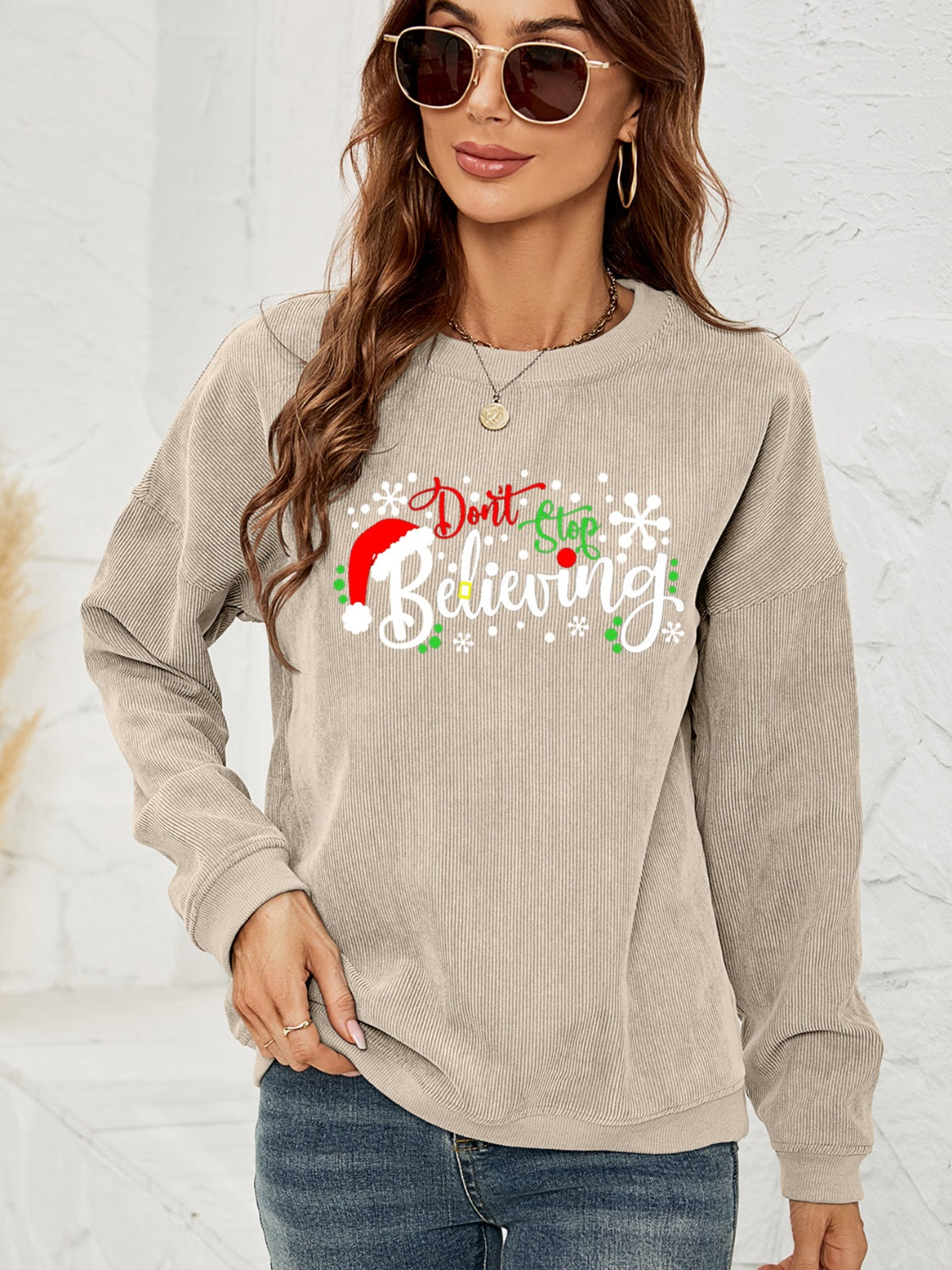 DON'T STOP BELIEVING Graphic Sweatshirt BLUE ZONE PLANET