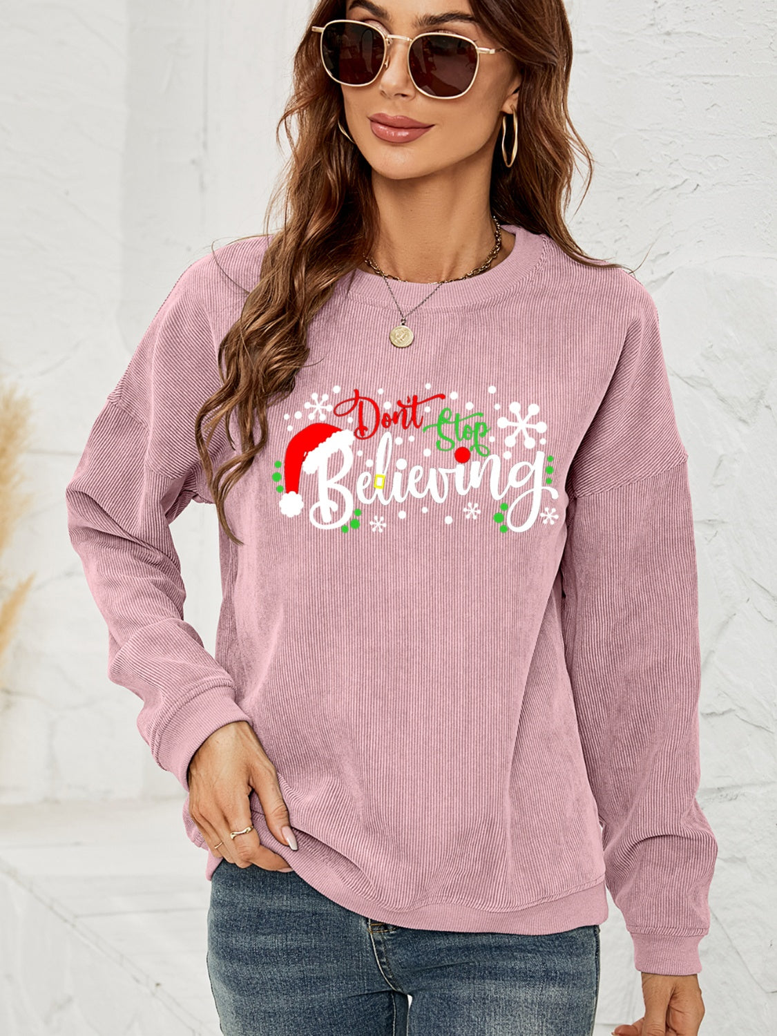 DON'T STOP BELIEVING Graphic Sweatshirt BLUE ZONE PLANET