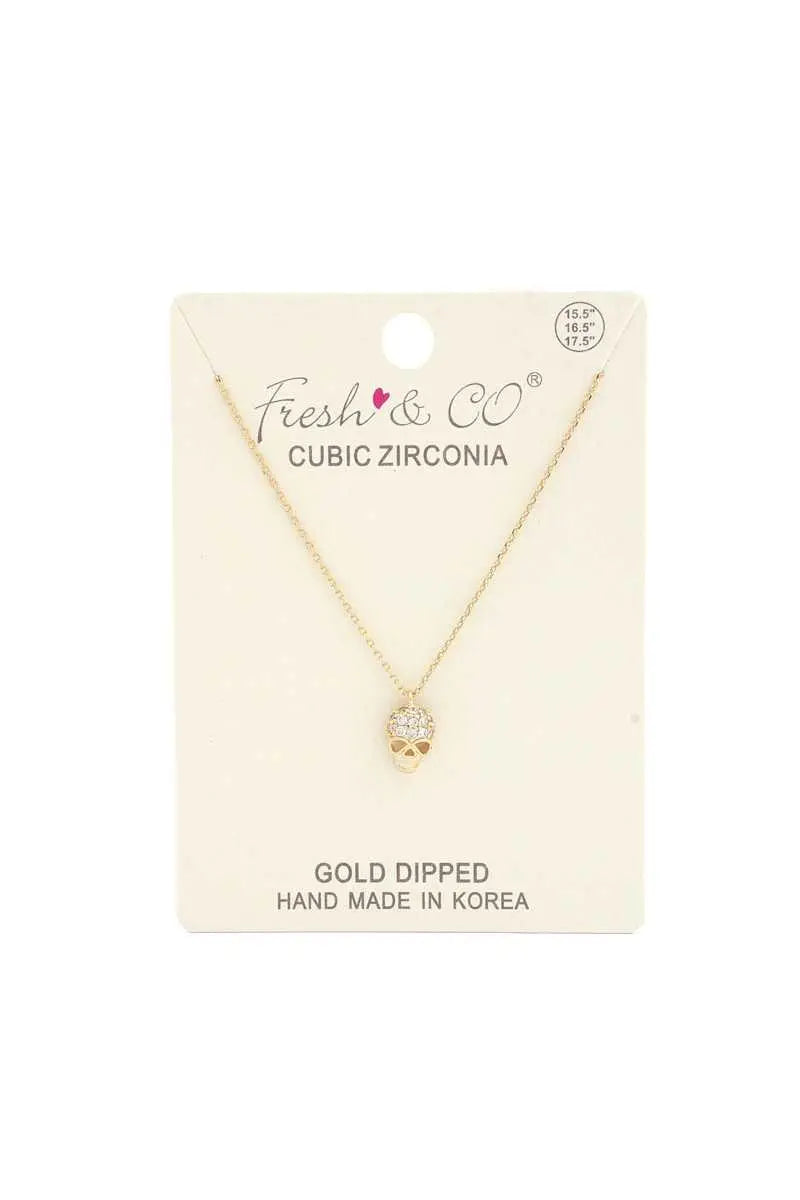 Dainty Rhinestone Skull Necklace Blue Zone Planet