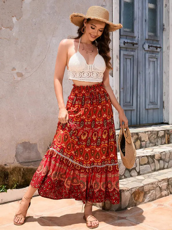Dancia's Bohemian Printed Patchwork Skirt kakaclo