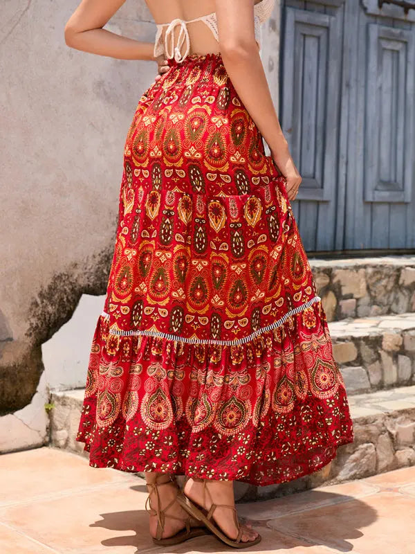 Dancia's Bohemian Printed Patchwork Skirt kakaclo