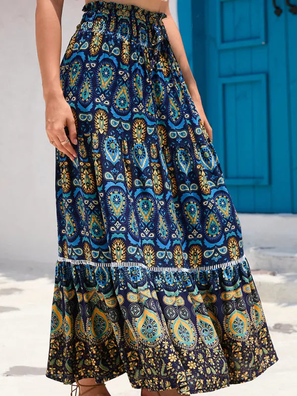 Dancia's Bohemian Printed Patchwork Skirt kakaclo