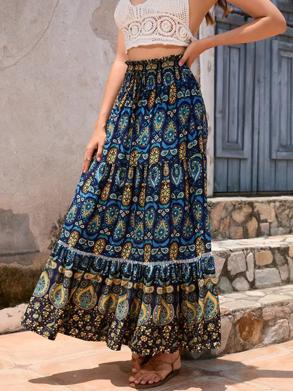 Dancia's Bohemian Printed Patchwork Skirt kakaclo