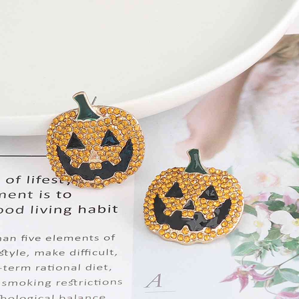 Demon Pumpkin Rhinestone Alloy Earrings BLUE ZONE PLANET