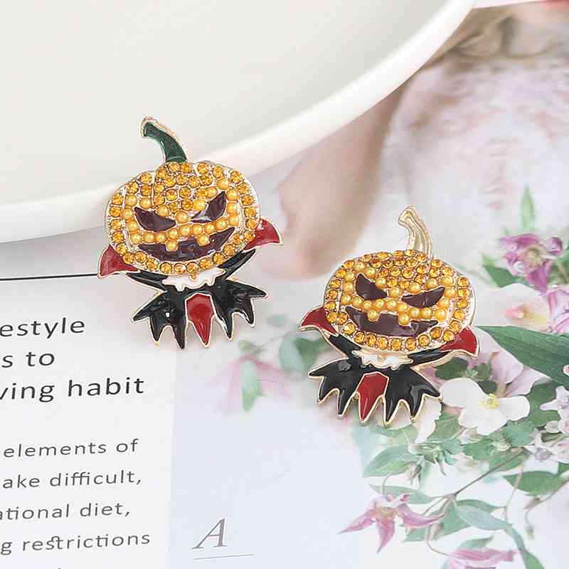 Demon Pumpkin Rhinestone Alloy Earrings BLUE ZONE PLANET