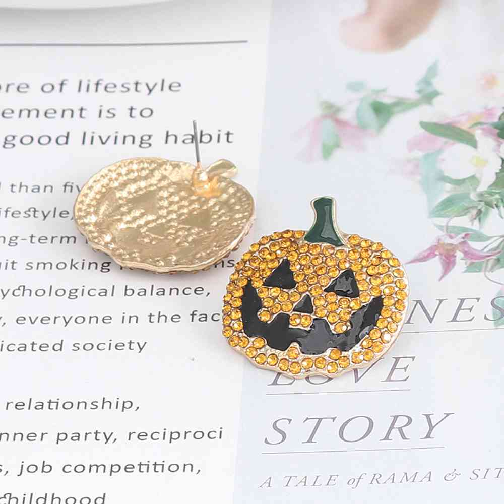 Demon Pumpkin Rhinestone Alloy Earrings BLUE ZONE PLANET