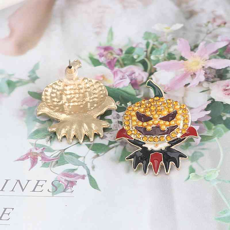 Demon Pumpkin Rhinestone Alloy Earrings BLUE ZONE PLANET