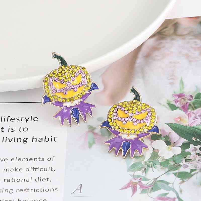 Demon Pumpkin Rhinestone Alloy Earrings BLUE ZONE PLANET