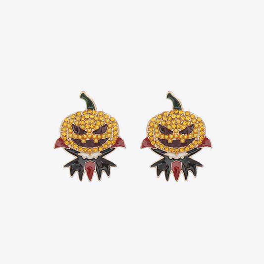 Demon Pumpkin Rhinestone Alloy Earrings BLUE ZONE PLANET