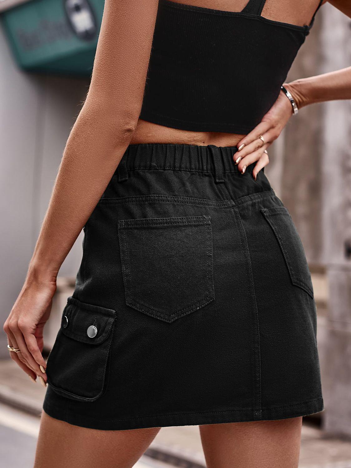 Denim Mini Skirt with Pockets BLUE ZONE PLANET