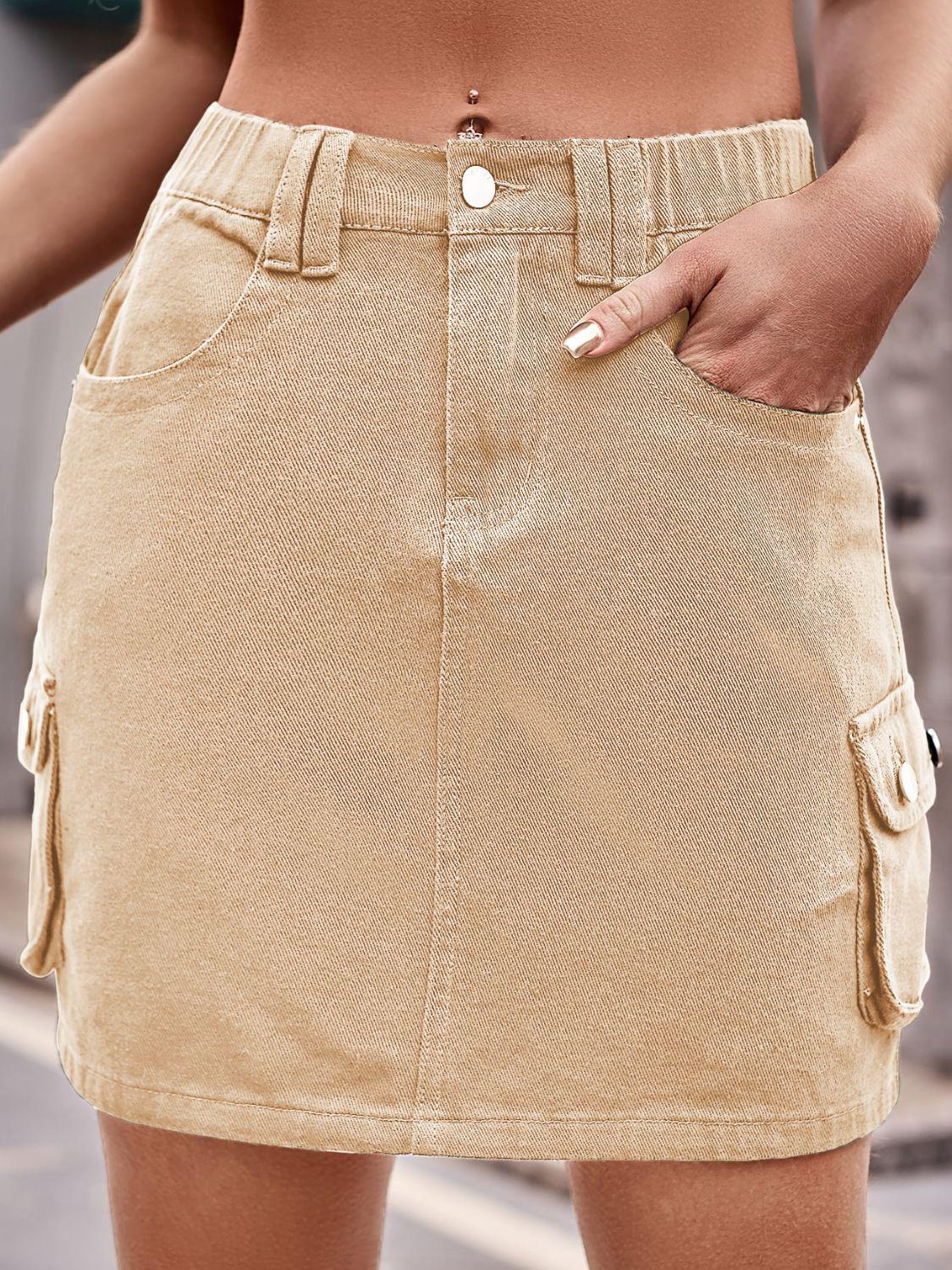 Denim Mini Skirt with Pockets BLUE ZONE PLANET