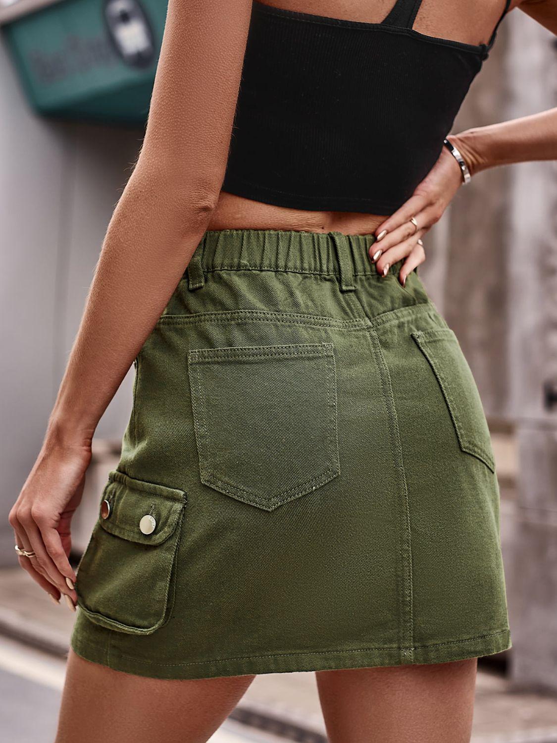 Denim Mini Skirt with Pockets BLUE ZONE PLANET