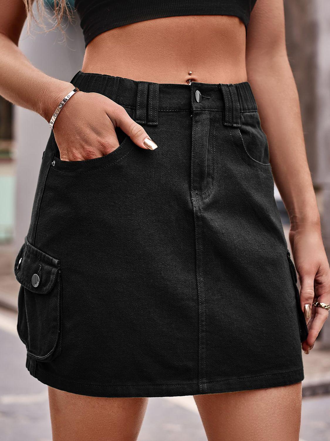 Denim Mini Skirt with Pockets BLUE ZONE PLANET