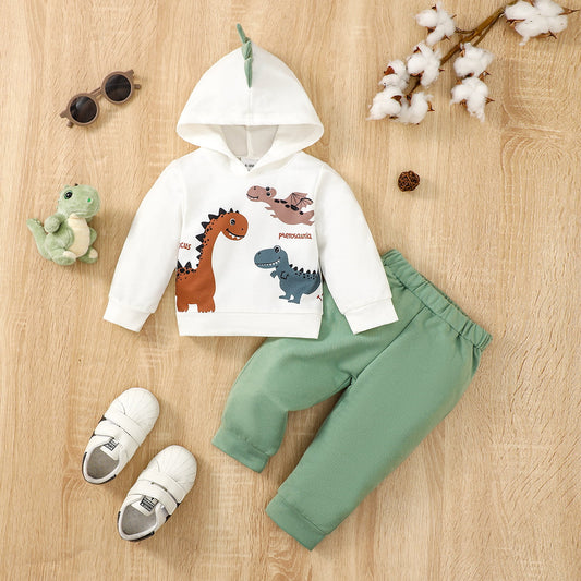 Dinosaur Graphic Hoodie and Pants Set BLUE ZONE PLANET