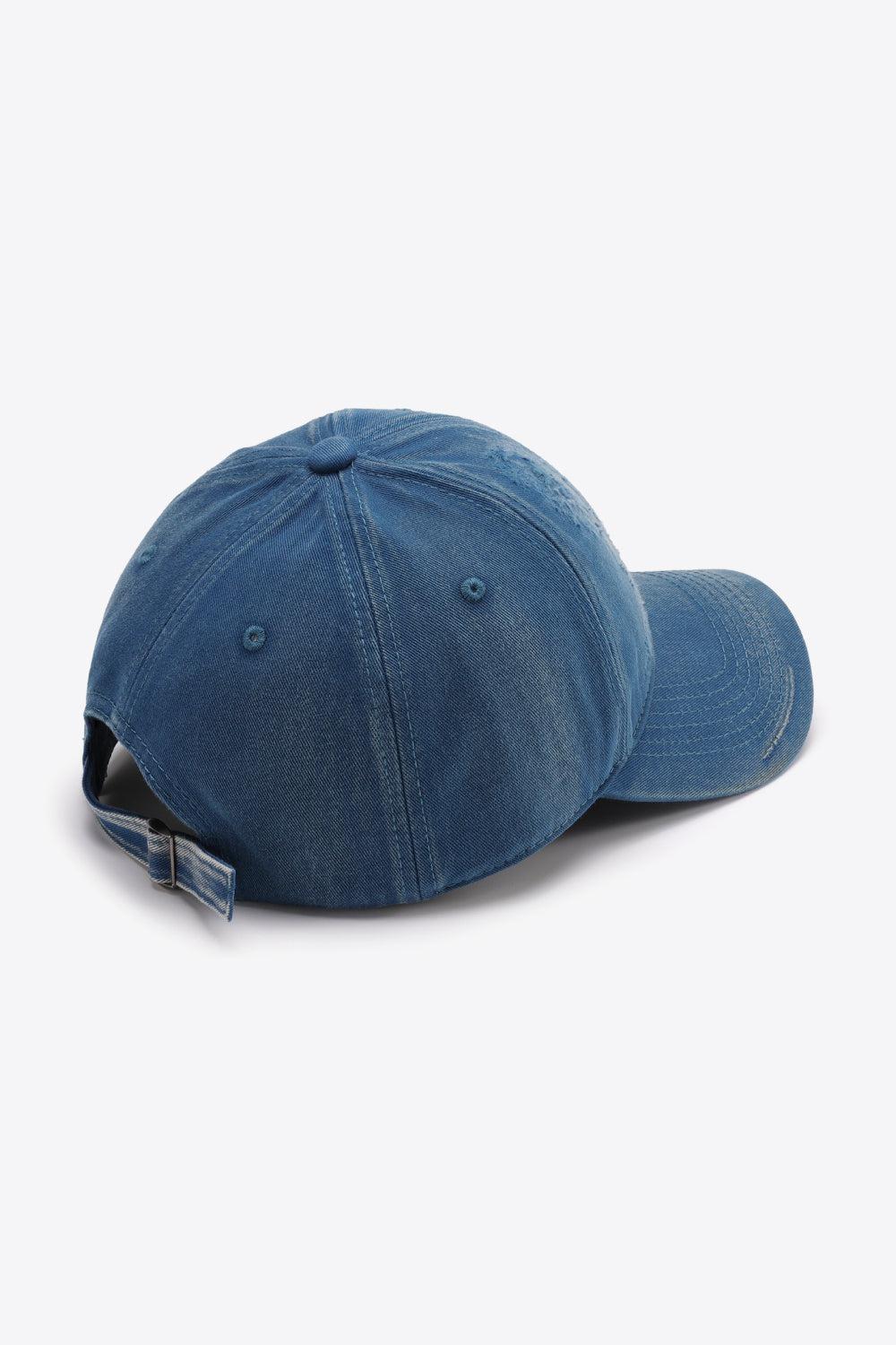 Distressed Adjustable Baseball Cap BLUE ZONE PLANET