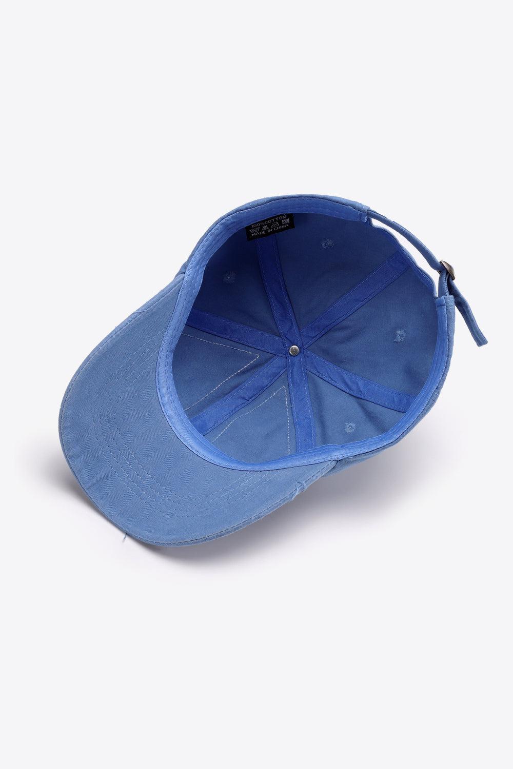 Distressed Adjustable Baseball Cap BLUE ZONE PLANET