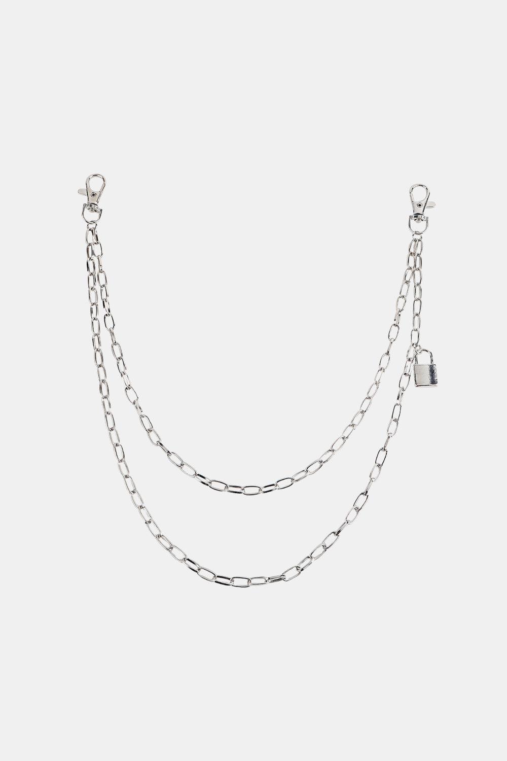 Double Layered Iron Chain Belt with Lock Charm BLUE ZONE PLANET