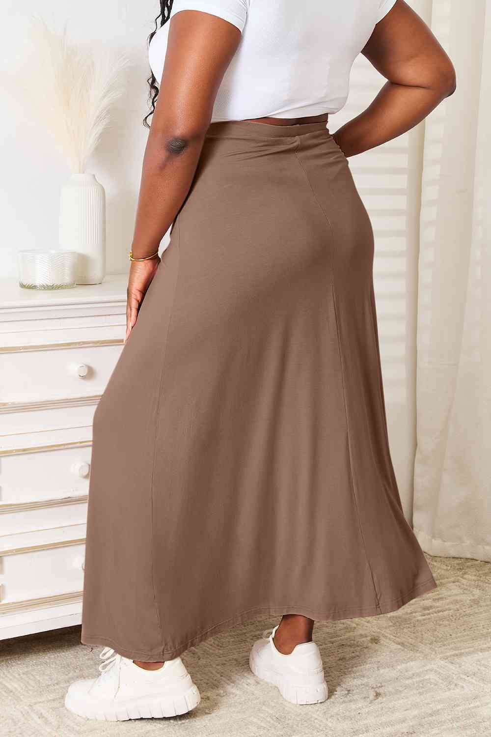 Double Take Full Size Soft Rayon Drawstring Waist Maxi Skirt Rayon BLUE ZONE PLANET