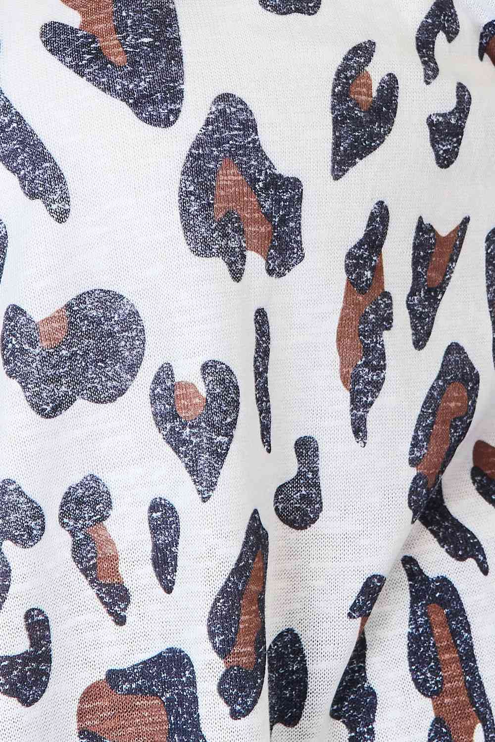 Double Take Leopard Long Sleeve Cardigan BLUE ZONE PLANET