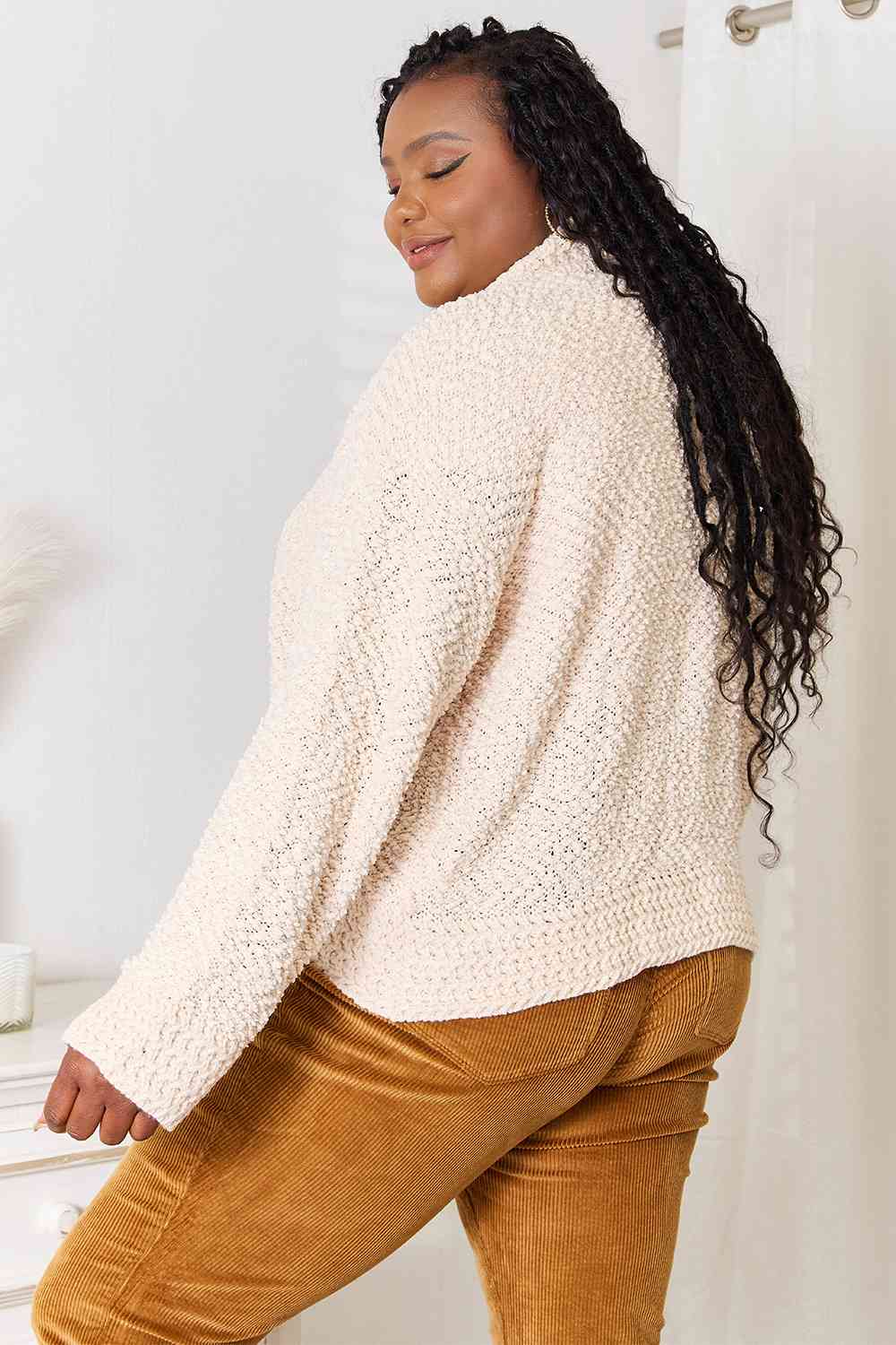 Double Take Open Front Long Sleeve Cardigan BLUE ZONE PLANET