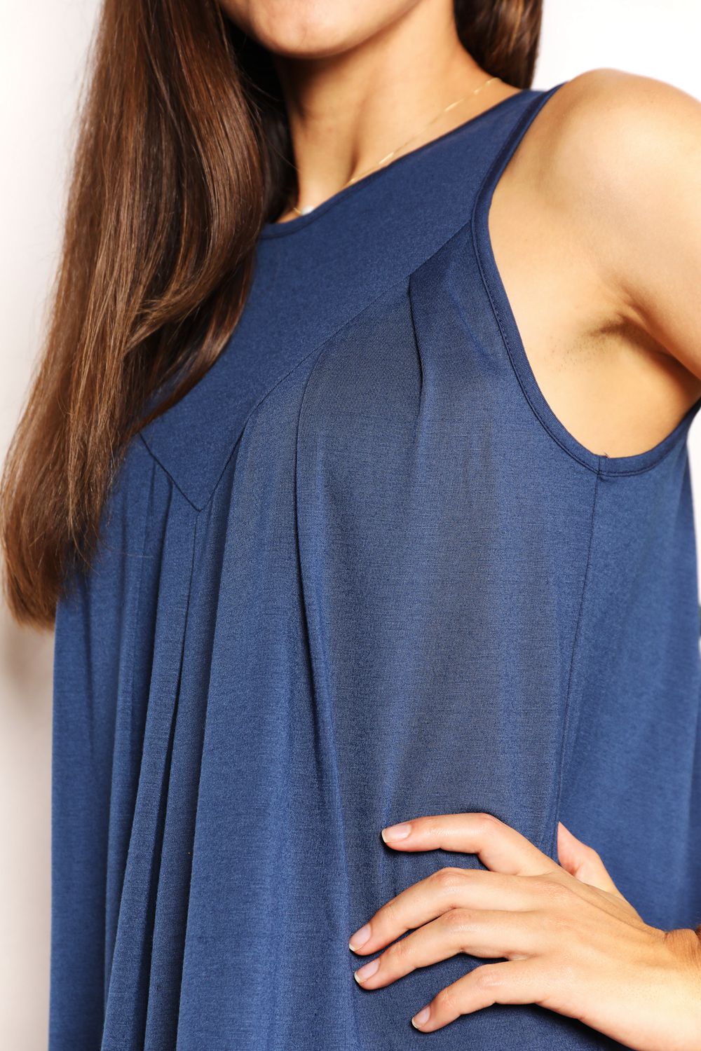 Double Take Round Neck Sleeveless Mini Dress BLUE ZONE PLANET