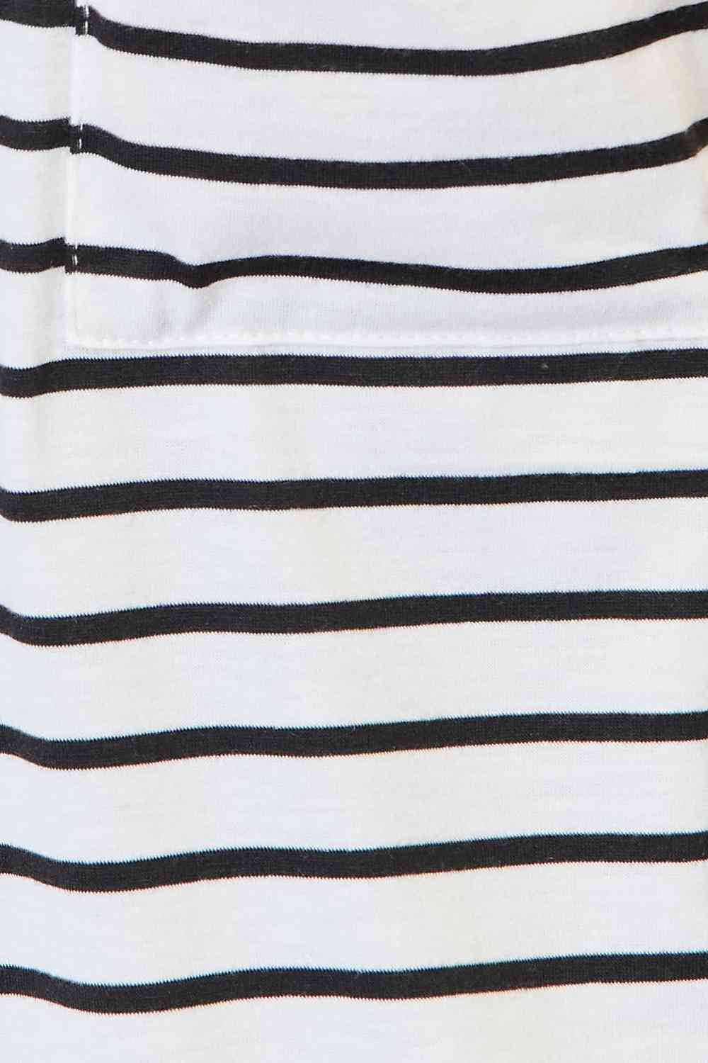 Double Take Striped Open Front Longline Cardigan BLUE ZONE PLANET