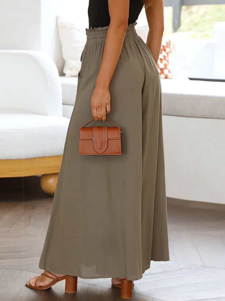 Drawstring Waist Wide Leg Pants BLUE ZONE PLANET