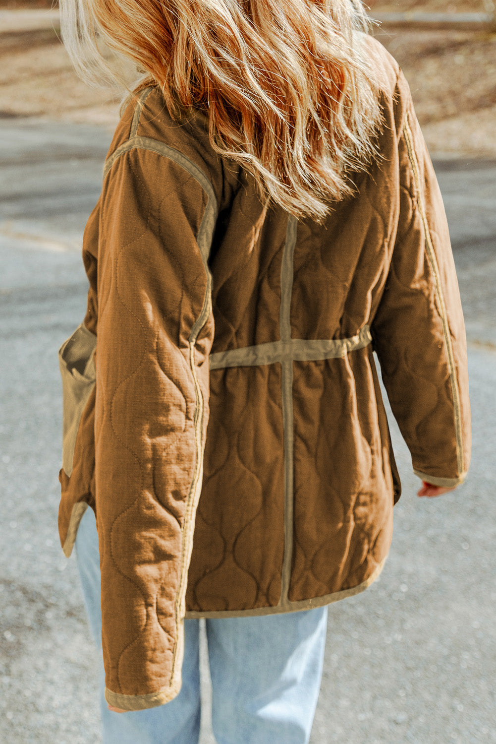 Drawstring Waist Zip-Up Jacket BLUE ZONE PLANET