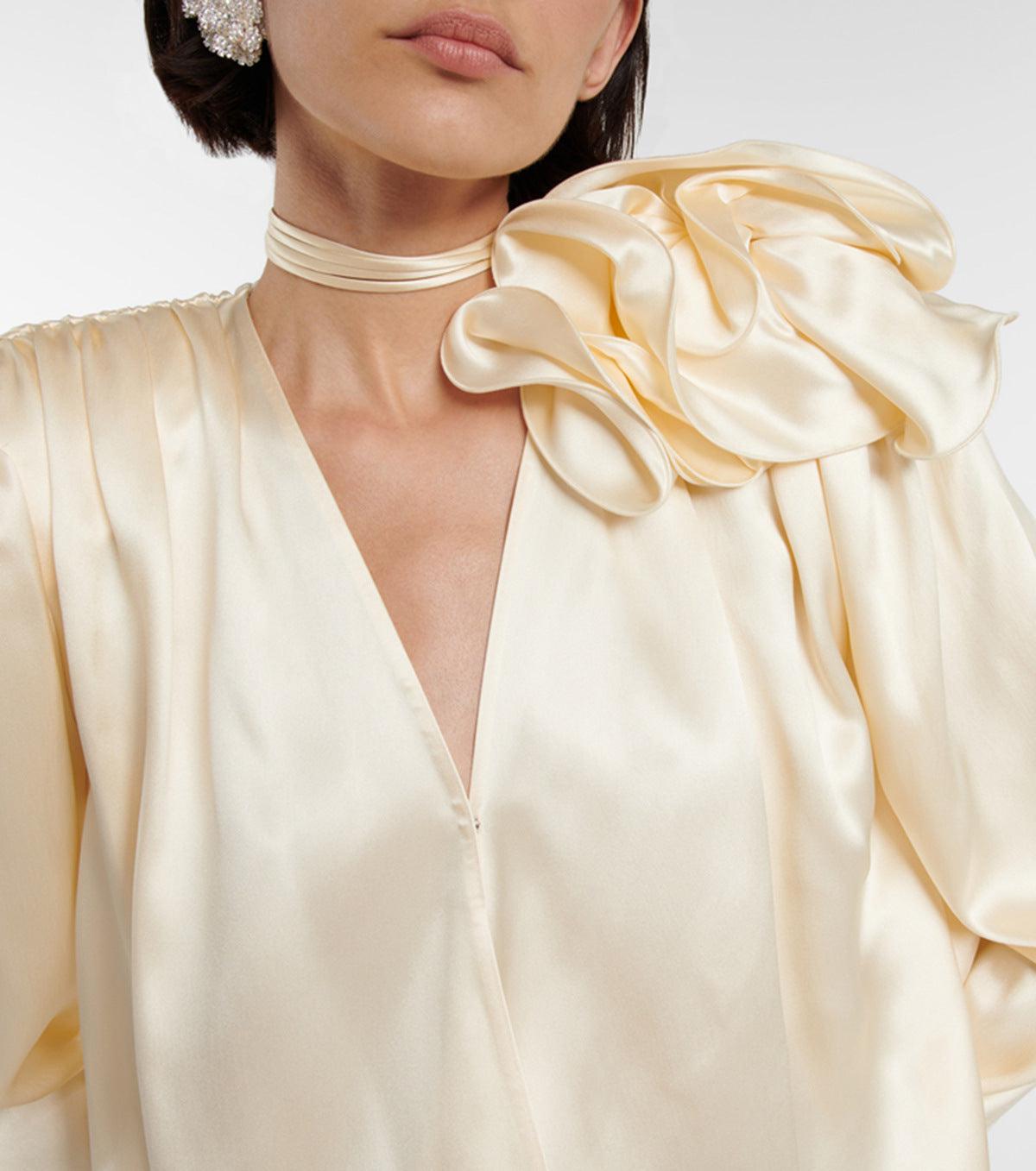 Dream Architect French Retro 3D Flower Decoration V-Neck Shirt iYoowe DropShipping