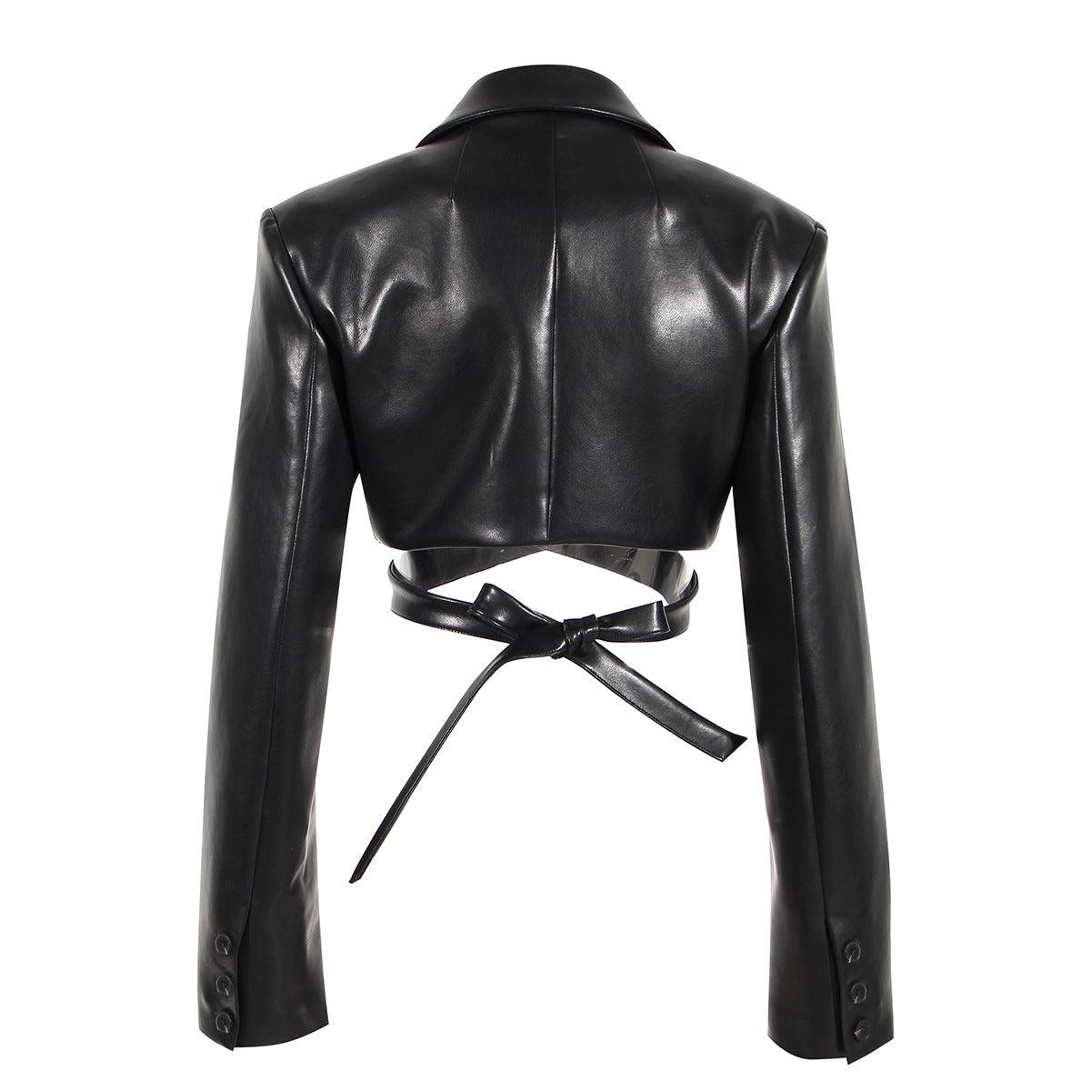 Dream Architect Queen Fan PU Leather Cropped Jacket iYoowe DropShipping