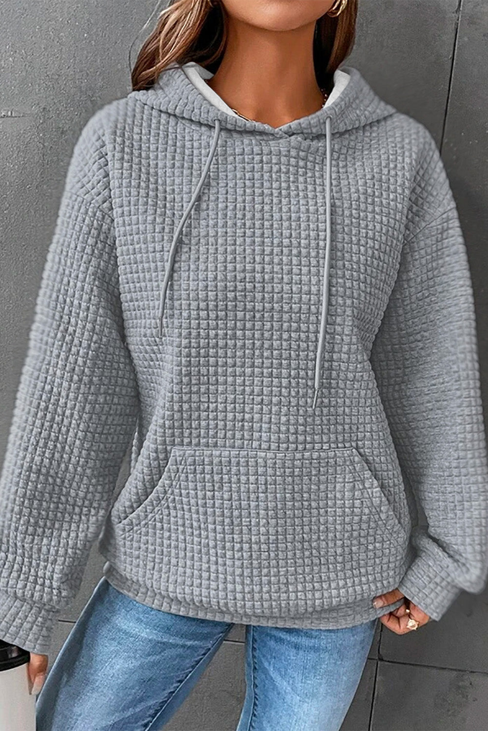 Dropped Shoudler Pocketed Hoodie BLUE ZONE PLANET