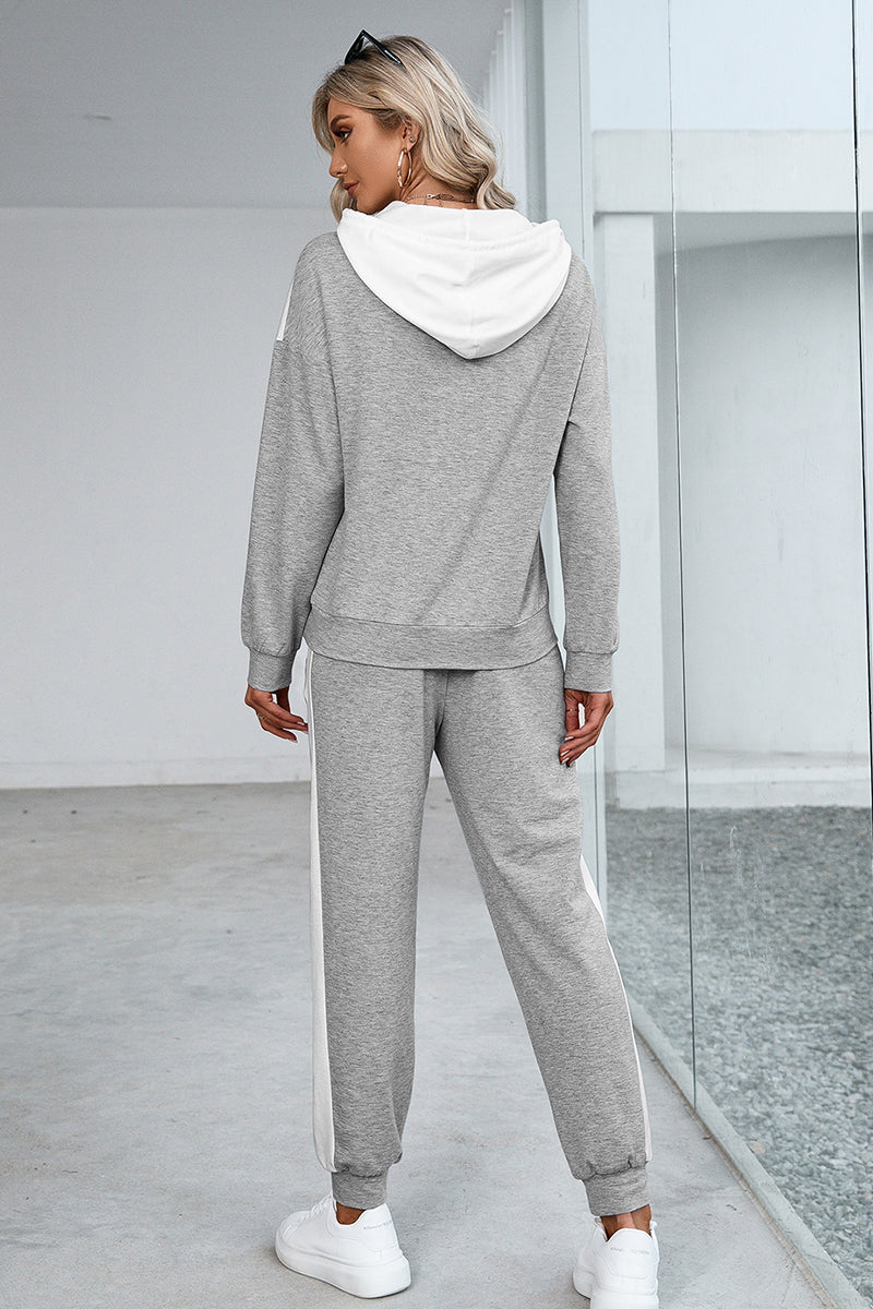 Dropped Shoulder Hoodie and Long Pants Set BLUE ZONE PLANET