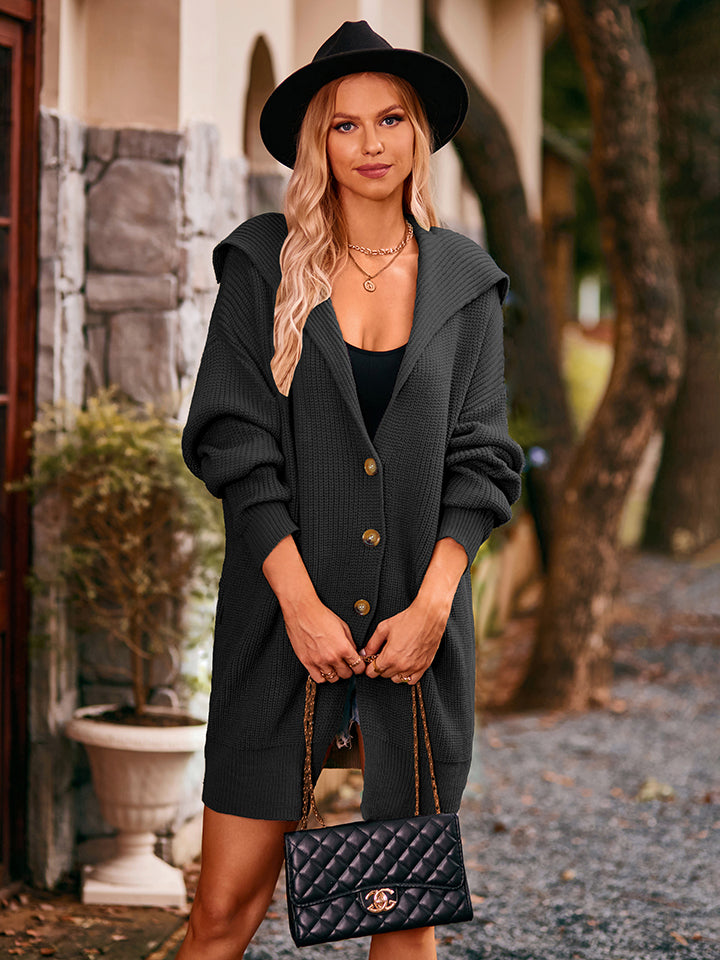 Dropped Shoulder Long Sleeve Cardigan BLUE ZONE PLANET