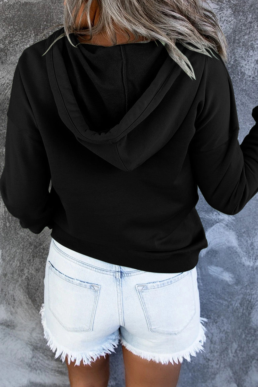 Dropped Shoulder Long Sleeve Hoodie with Pocket BLUE ZONE PLANET