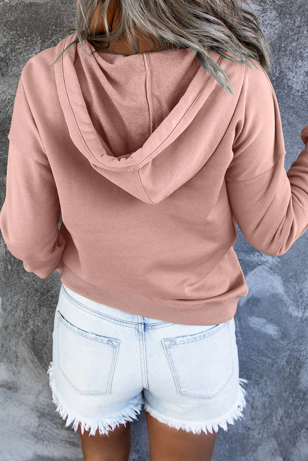 Dropped Shoulder Long Sleeve Hoodie with Pocket BLUE ZONE PLANET