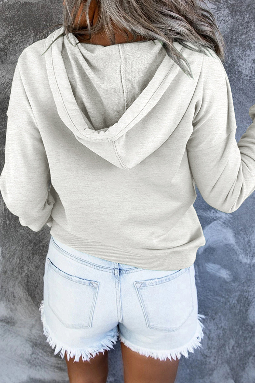 Dropped Shoulder Long Sleeve Hoodie with Pocket BLUE ZONE PLANET
