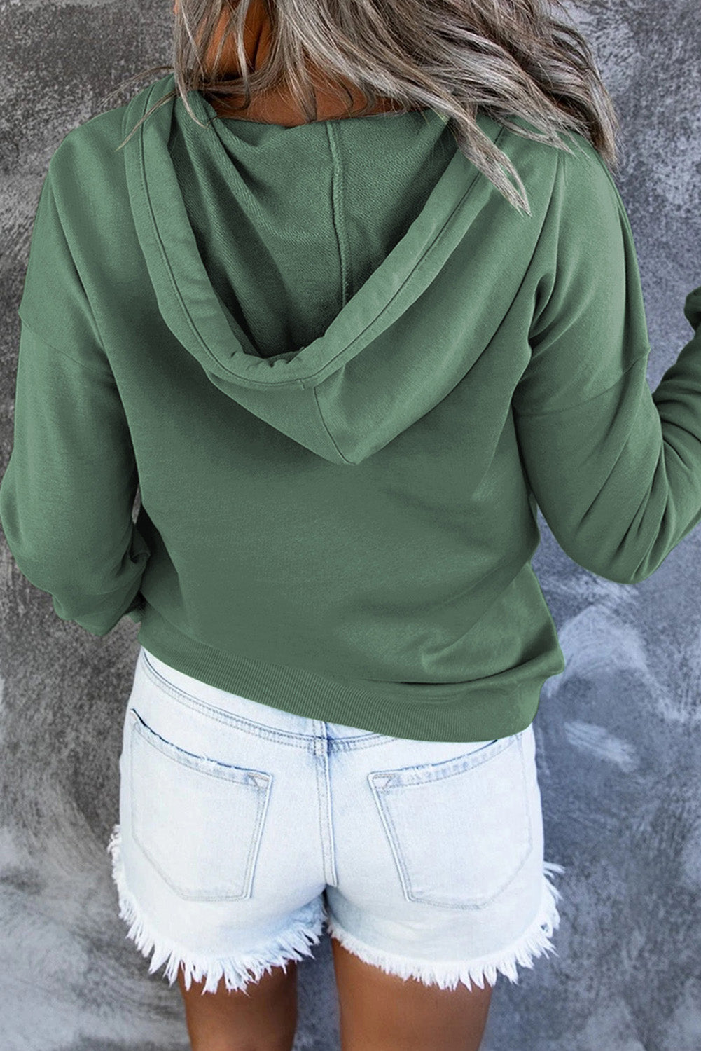 Dropped Shoulder Long Sleeve Hoodie with Pocket BLUE ZONE PLANET