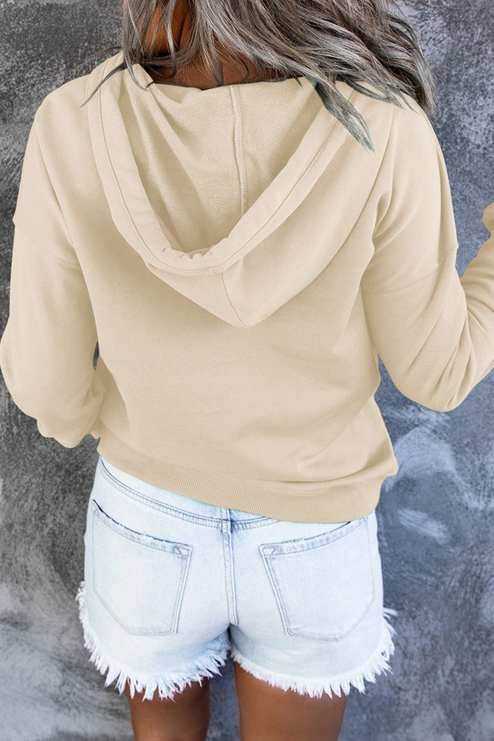 Dropped Shoulder Long Sleeve Hoodie with Pocket BLUE ZONE PLANET