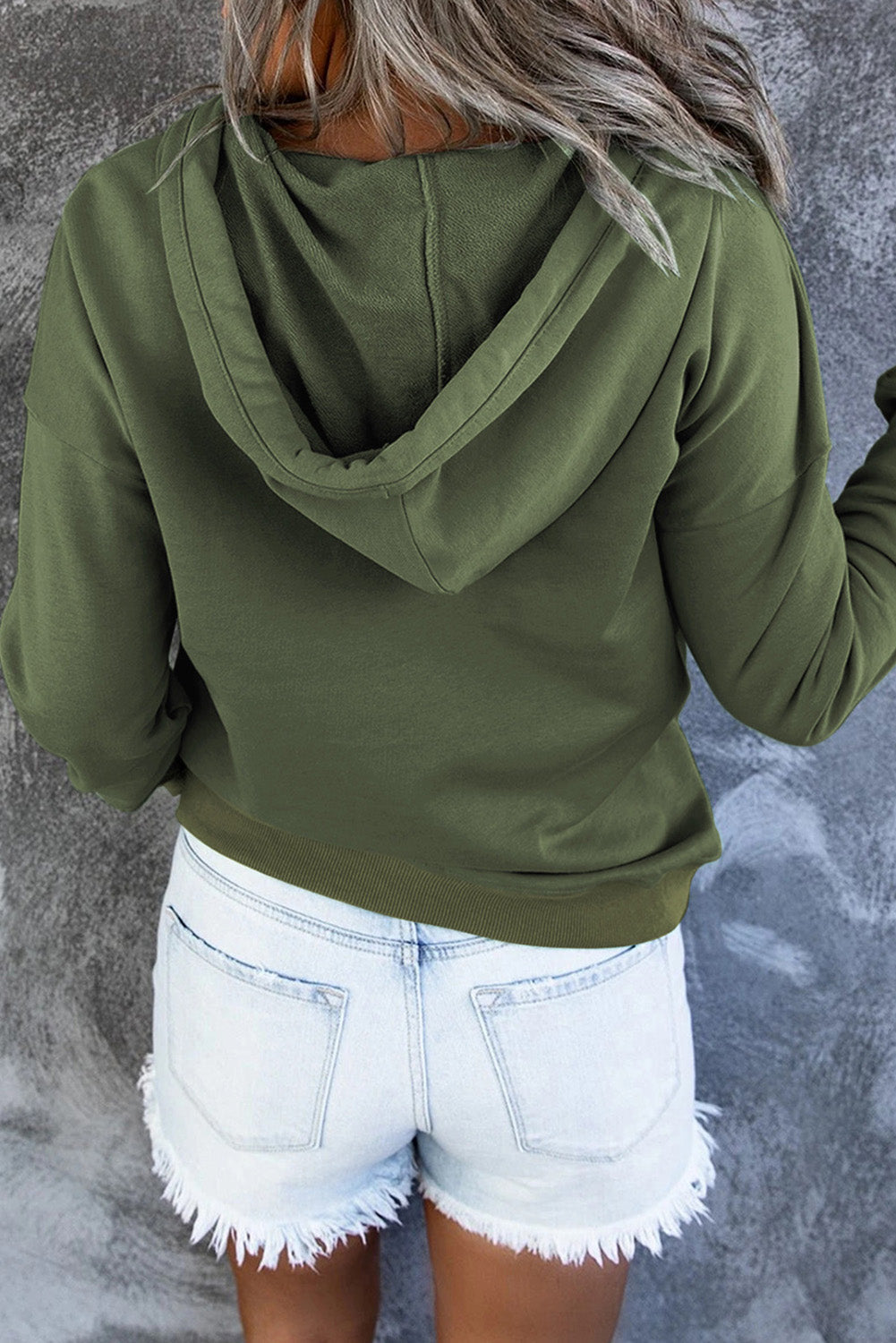 Dropped Shoulder Long Sleeve Hoodie with Pocket BLUE ZONE PLANET