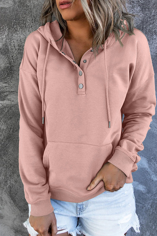 Dropped Shoulder Long Sleeve Hoodie with Pocket BLUE ZONE PLANET