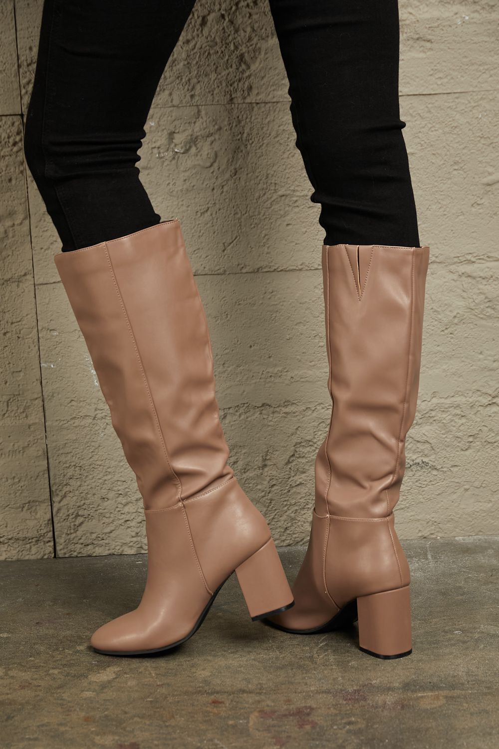 East Lion Corp Block Heel Knee High Boots BLUE ZONE PLANET