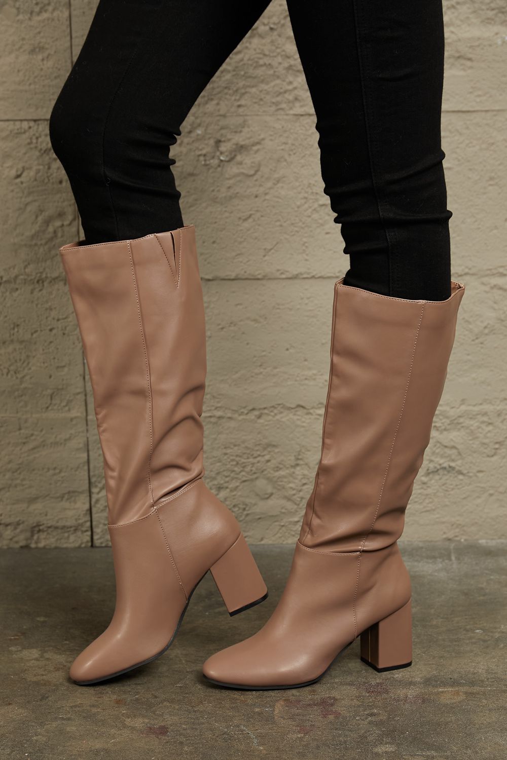 East Lion Corp Block Heel Knee High Boots BLUE ZONE PLANET