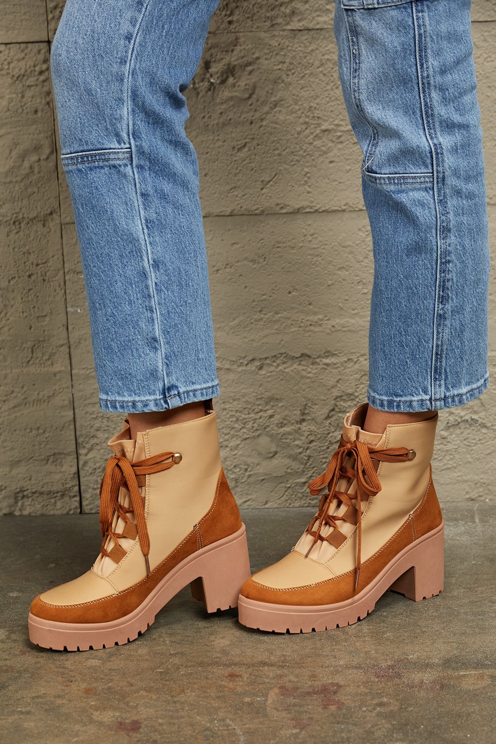 East Lion Corp Lace Up Lug Booties BLUE ZONE PLANET