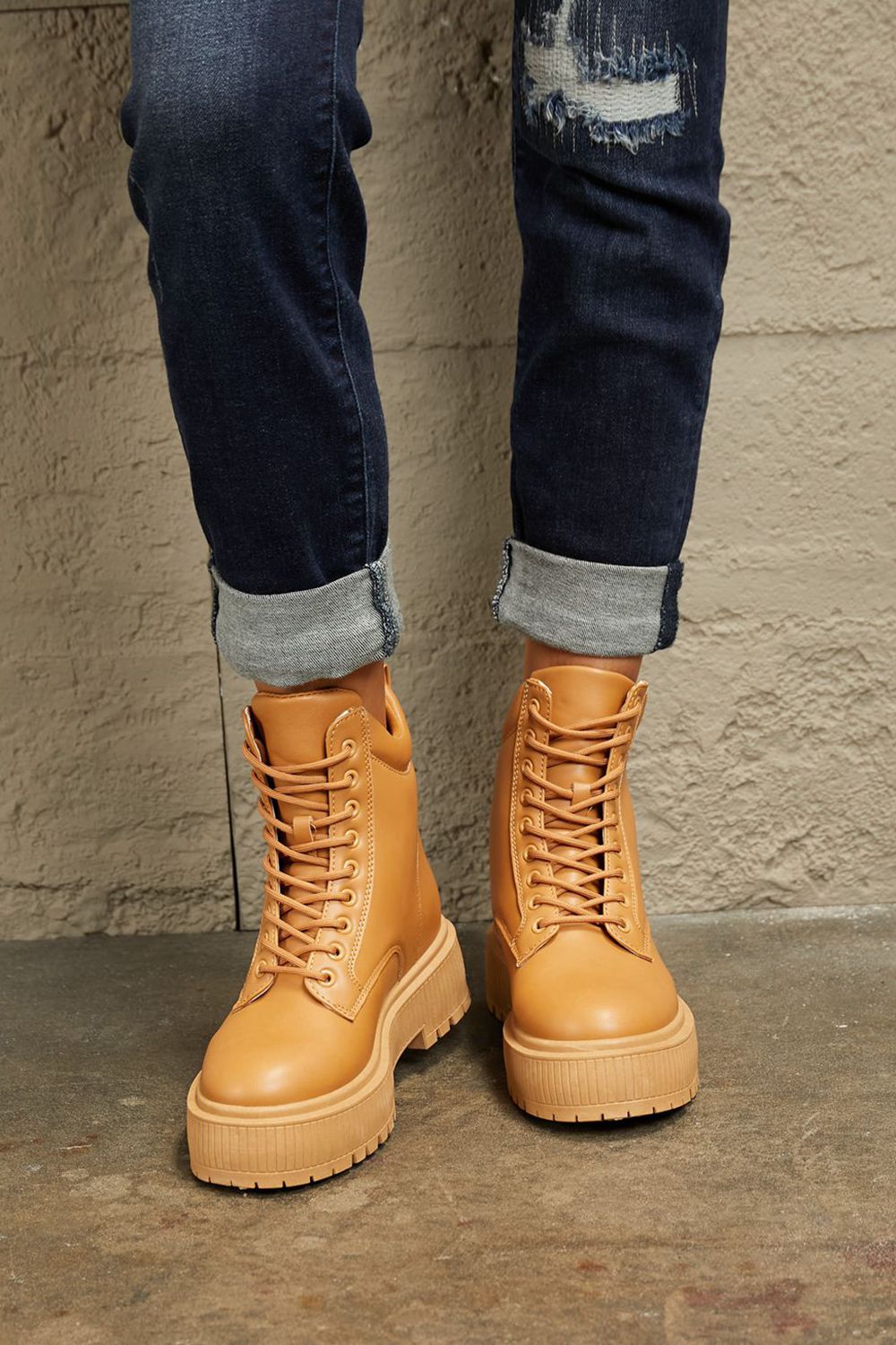 East Lion Corp Platform Combat Boots BLUE ZONE PLANET