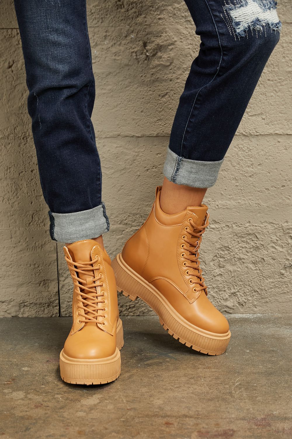 East Lion Corp Platform Combat Boots BLUE ZONE PLANET