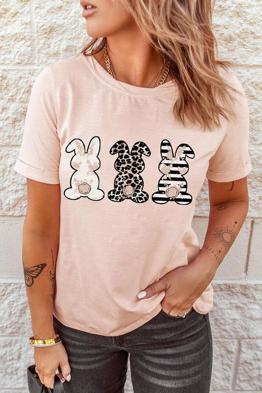 Easter Bunny Graphic Cuffed Tee Shirt BLUE ZONE PLANET